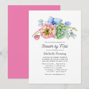 Trendy Succulent Floral Brautparty by Mail Einladung