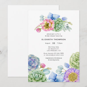Trendy Succulent floral Brautparty Einladung