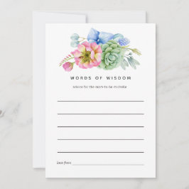 Trendy Succulent Floral Brautparty Ratschläge Hinweiskarte