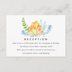 Trendy Succulent Floral Wedding Reception Begleitkarte