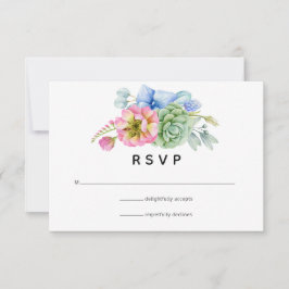 Trendy Succulent Floral Wedding RSVP Karte