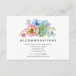 Trendy Succulent Floral Wedding Unterkünfte Begleitkarte