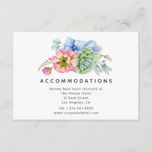Trendy Succulent Floral Wedding Unterkünfte Begleitkarte