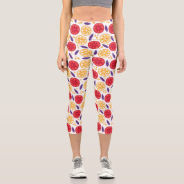 Trendy Summer Frucht Orange Pomegranate Slice Capri Leggings