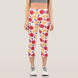Trendy Summer Frucht Orange Pomegranate Slice Capri Leggings