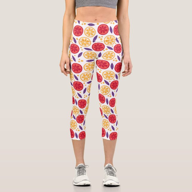 Trendy Summer Frucht Orange Pomegranate Slice Capri Leggings (Vorderseite)