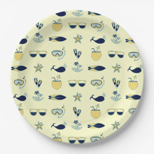 Trendy Summer Icons Muster Pappteller
