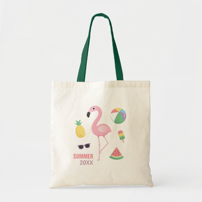 Trendy Summer Pink Flamingo Luau Girls Beach Tasch Tragetasche (Vorne)