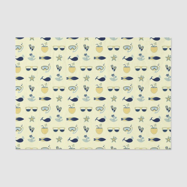 Trendy Summer Symbols Muster Seidenpapier (Vorderseite)