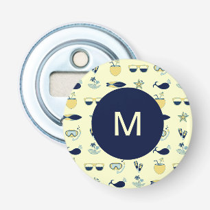Trendy Summer Symbols Mustermonogramm Flaschenöffner