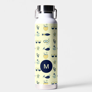Trendy Summer Symbols Mustermonogramm Trinkflasche