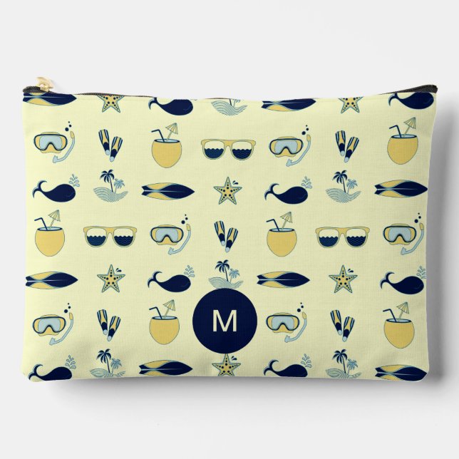 Trendy Summer Symbols Mustermonogramm Zubehörtasche (Vorderseite)