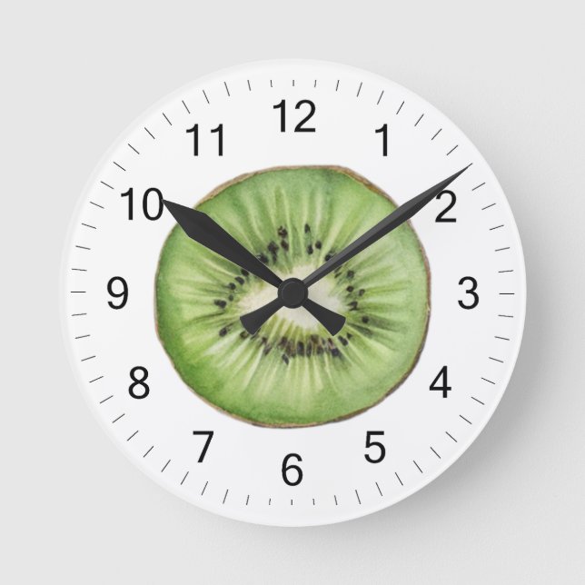 Trendy Summer Watercolor Fruit Kiwi  Runde Wanduhr (Vorderseite)