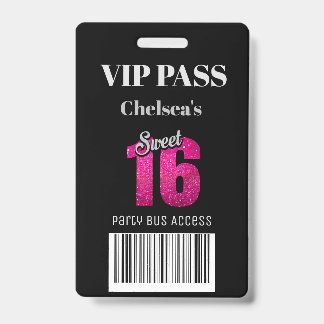 Trendy Sweet 16 Bus Zugang Barcode Einladung VIP Ausweis