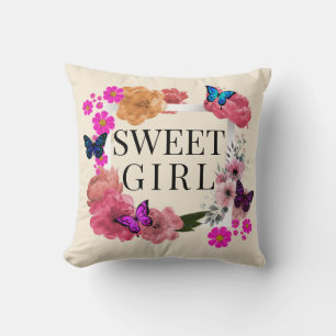 Trendy Sweet Girl Throw Kissen