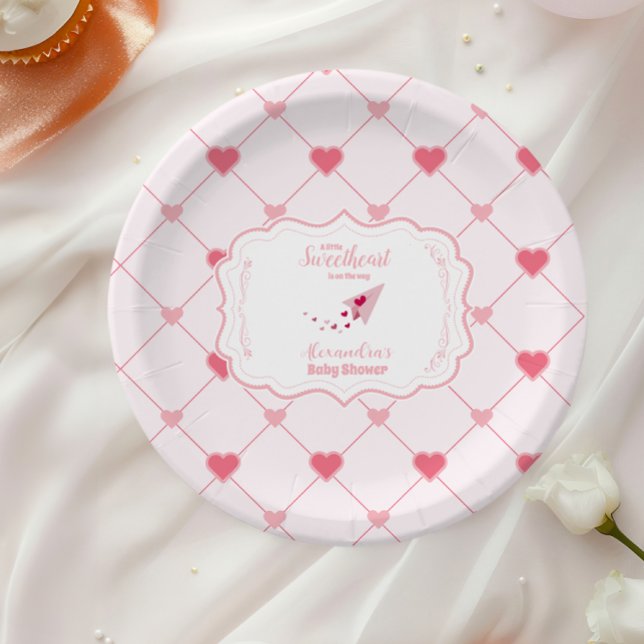 Trendy Sweetheart Valentine's Day Baby Shower Pappteller (Von Creator hochgeladen)