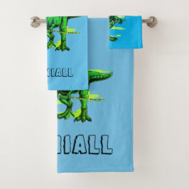 Trendy T Rex Dinosaur Personalisiert Badhandtuch Set
