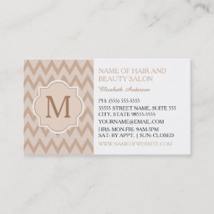 Trendy Tan Zickzack Zigzag Monogram Hair Salon Visitenkarte