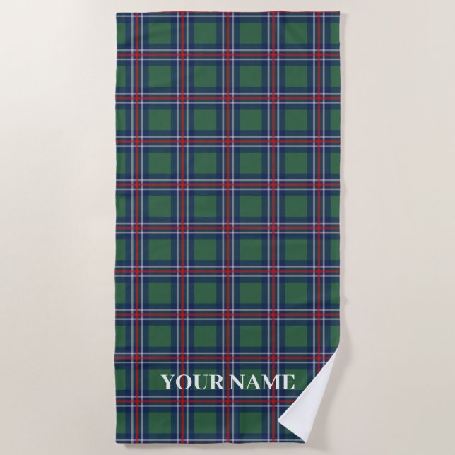 Trendy tartan plaid pattern personalized strandtuch (Vorderseite)
