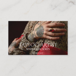 Trendy Tattoo Artist Foto Weiße Typografie Visitenkarte