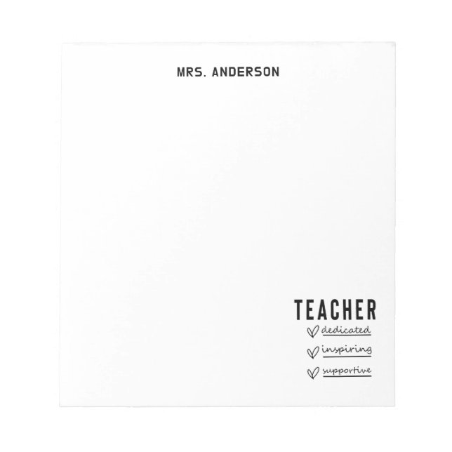 Trendy Teacher To Do List Inspirational  Notizblock (Vorderseite)
