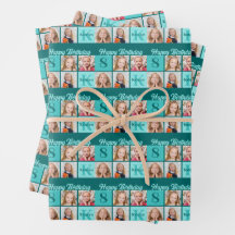 Trendy Teal Birthday Party Custom Photo Collage