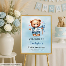 Trendy Teddy Bear Shower Poster Es ist ein Junge