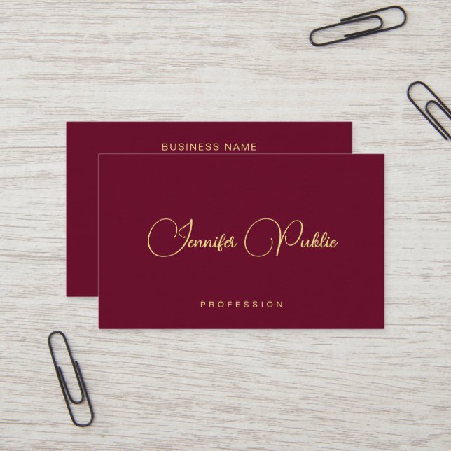 Trendy Template Gold Text Calligraphy Luxurious Visitenkarte (Vorderseite/Rückseite Beispiel)