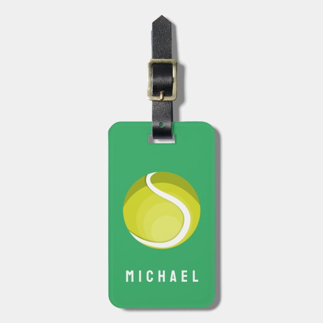 Trendy Tennis Ball Personalisiert Green Gepäckanhänger (Vorderseite vertikal)