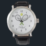 Trendy Tennis Racquet und Ball Personalisiert Armbanduhr<br><div class="desc">Trendy Tennis Racquet und Ball Personalisiert Watch</div>