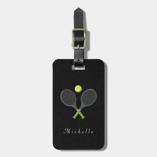Trendy Tennis Racquet und Ball Personalisiert Gepäckanhänger