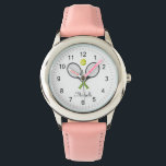 Trendy Tennis Racquet und Ball Personalisiert Kids Armbanduhr<br><div class="desc">Trendy Tennis Racquet und Ball Personalisiert Kids Watch</div>