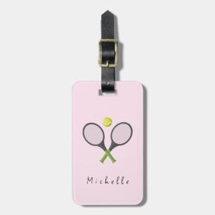 Trendy Tennis Racquet und Ball Personalisiert Pink Gepäckanhänger