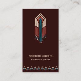 Trendy Terra Cotta Turquoise Tribal Design Visitenkarte