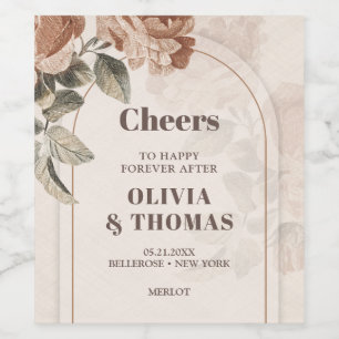 Trendy Terracotta Blume Salbeibraun Farbbogen Weinetikett