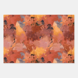 Trendy Terracotta Brown Orange Abstraktes Muster Geschenkpapier Set