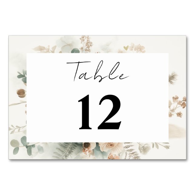 Trendy Terracotta Flowers Elegant Wedding Tischnummer (Vorderseite)