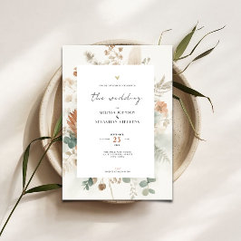 Trendy Terracotta Flowers Wedding Invitation