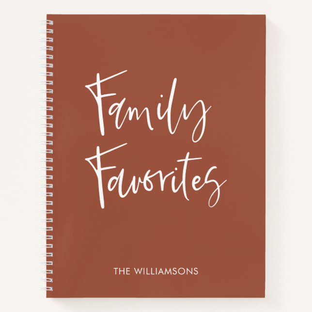Trendy Terracotta Script Cooking Family Rezept Notizbuch (Vorderseite)