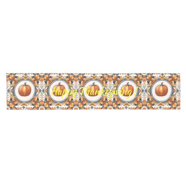 Trendy Thanksgiving Pumpkin Autumn Collection Kurzer Tischläufer (Horizontal)