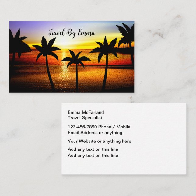 Trendy Travel Agent Specialist Business Cards Visitenkarte (Vorne/Hinten)