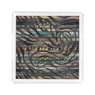 Trendy Tribal African Pattern Zebra Print Acryl Tablett