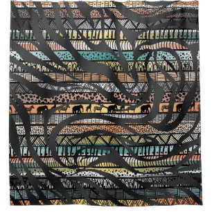 Trendy Tribal African Pattern Zebra Print Duschvorhang