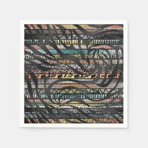 Trendy Tribal African Pattern Zebra Print Serviette