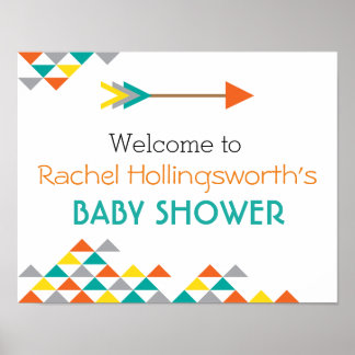 Trendy Tribal & Arrow Baby Dusche Willkommenspende Poster