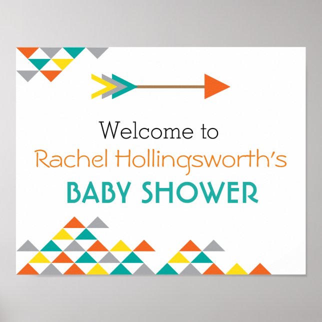 Trendy Tribal & Arrow Baby Dusche Willkommenspende Poster (Vorne)