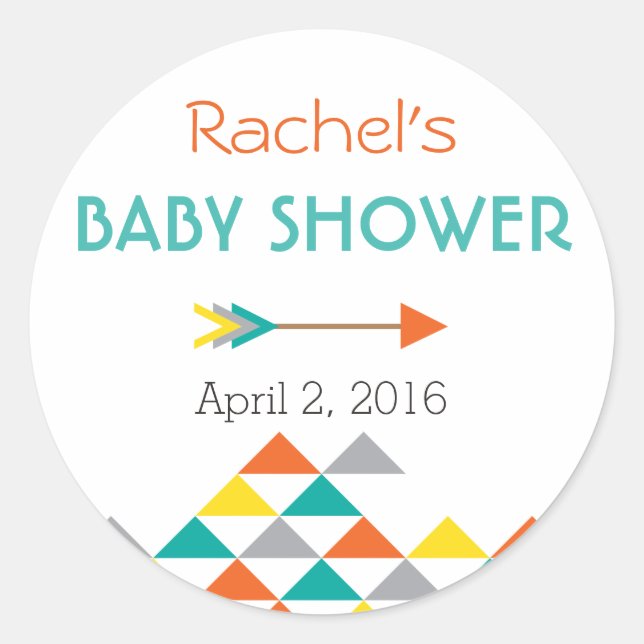Trendy Tribal & Arrow Baby Shower Sticker Labels (Vorderseite)