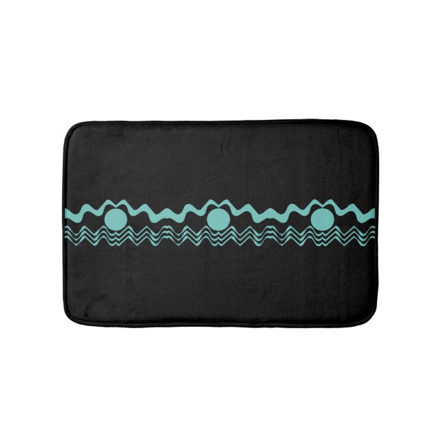 Trendy Tribal Geometric Turquoise and Black  Badematte (Vorderseite)