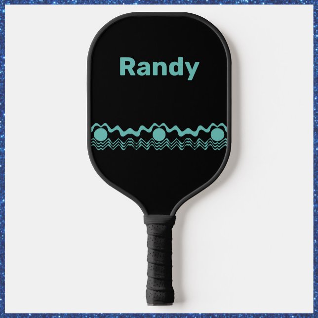 Trendy Tribal Geometric Turquoise and Black Pickleball Schläger (Von Creator hochgeladen)