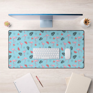 Trendy Tropical Flamingo & Watermelon Muster 2 Schreibtischunterlage